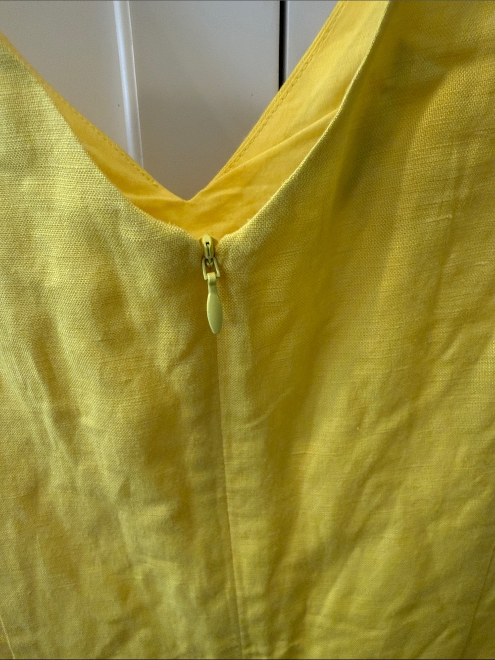 Banana Republic Factory Bright Yellow V-Neck Mini Dress Linen Blend 12 - Picture 5 of 7